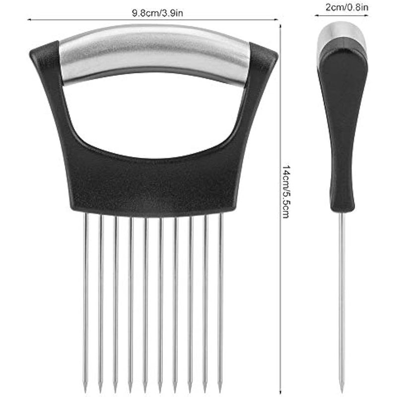 حامل بصل من الستانلس ستيل، قطاعة الفواكه والخضروات واللحوم والطماطم، قطاعة ومقشرة مع 10 شوكات عملية، ادوات مطبخ ادوات طبخ امنة - Image 3